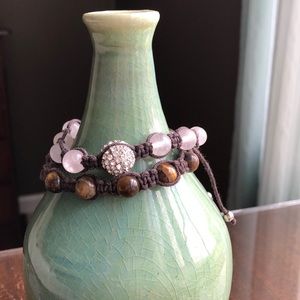 Pink Macrame & Bead Bracelet